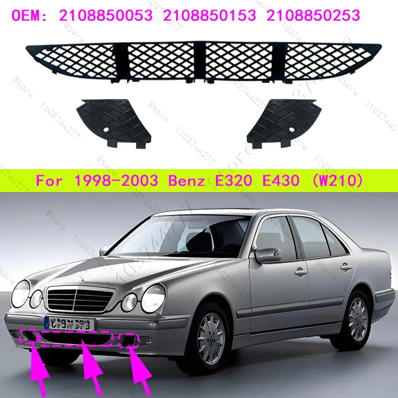 

For 1998-2003 Mercedes-Benz E320 E430 (W210) Front Bumper Fog Light Grill Cover 2108850053 2108850153 2108850253