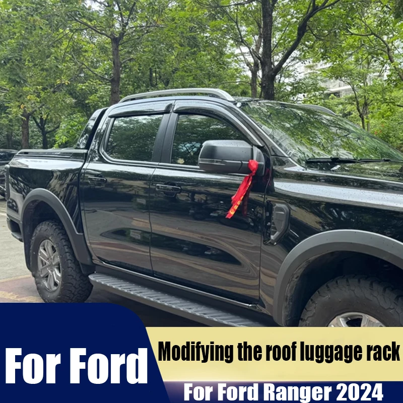 

For Ford Ranger 2024 aluminum alloy material roof luggage rack car exterior decoration accessories screw fixed installation