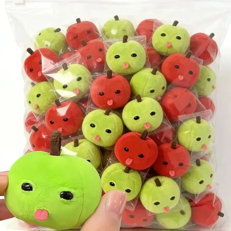 Abstract Ugly Cute Tongue Out Apple Funny Plush Keychain Bag Pendant Creative Fruit Keyring Accessory Gift for Friends Couple