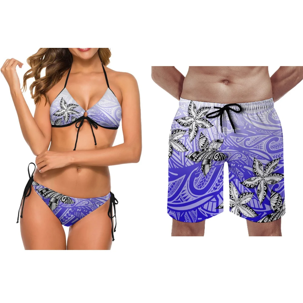 Retro Samoan Men'S Sportswear Polynesian Couple Swimsuit Set Unique Custom Printed Swimsuit Two-Piece Set New Party Swimsuit