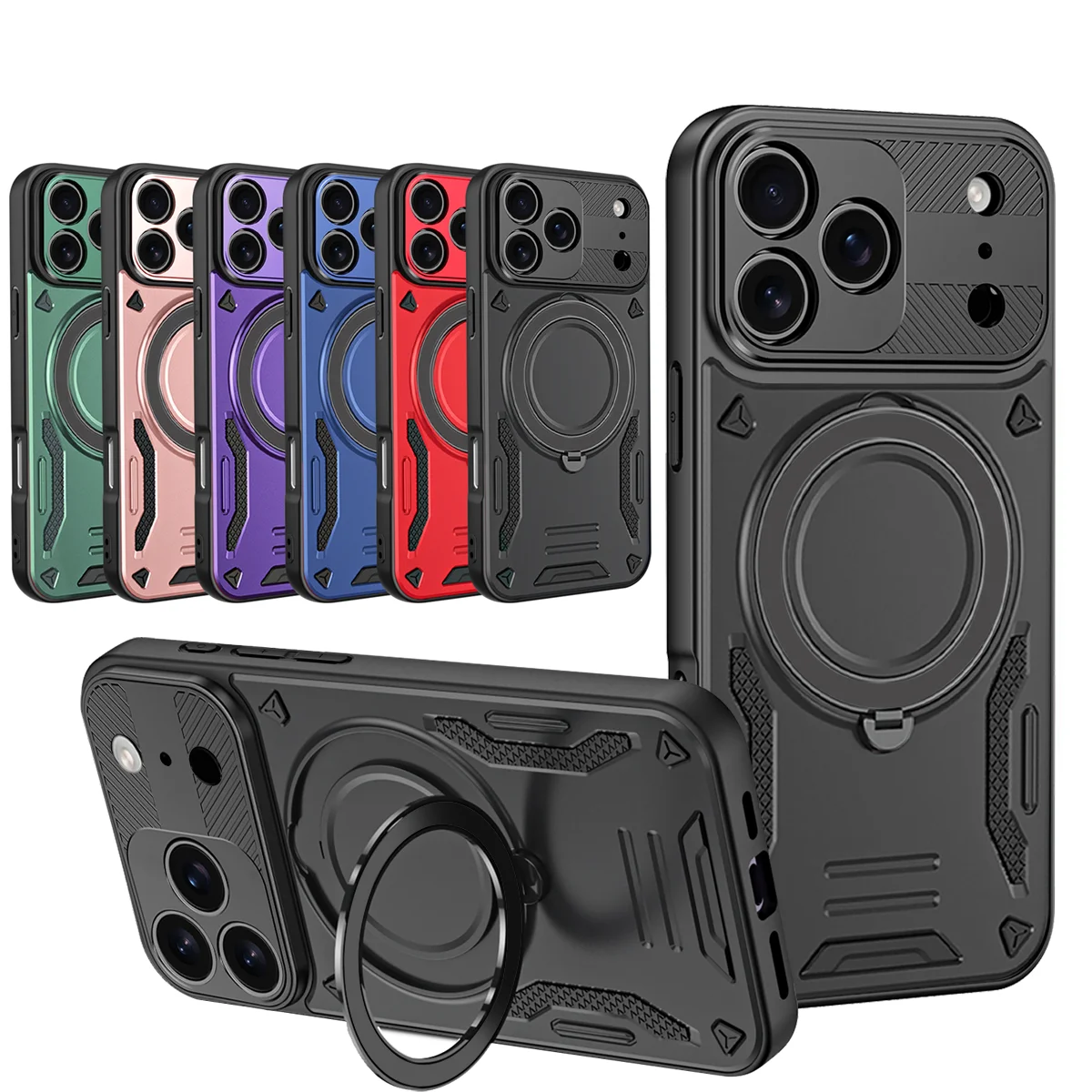 360° Rotate Shockproof Magnetic Stand Phone Case For Apple iPhone 11 12 13 14 15 16 17 Pro Max Plus 16e Air Protection Cover