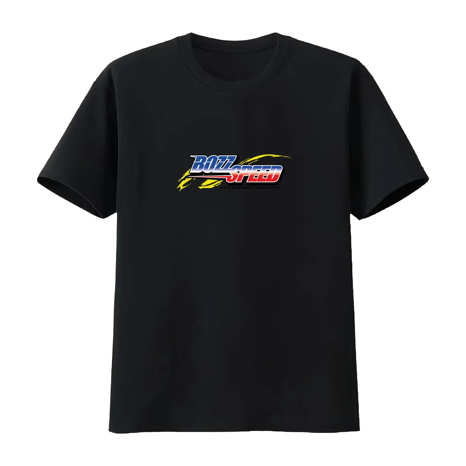 BOZZ SPEED T-Shirt Summer Casual Cotton Tee Oversized Streetwear Tops Vintage Graphic Print Loose Fit Short Sleeve