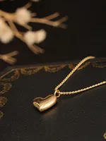 1pc 18K Gold-Tone Minimalist Stainless Steel Curved Heart Pendant Necklace, Fashionable Versatile , Suitable For Women's Daily - Image 5