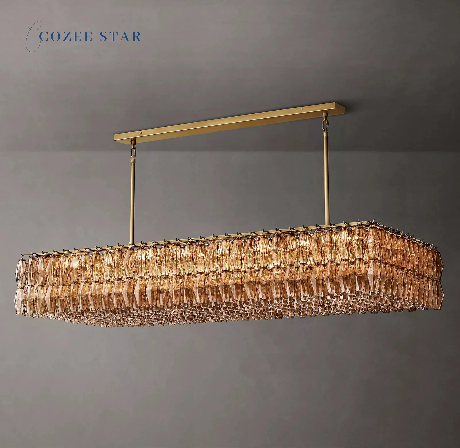 Modern Glass Chandeliers Chiara Rectangular Chandelier Dining Living Room Kitchen Island Hanging Lamps Lustre