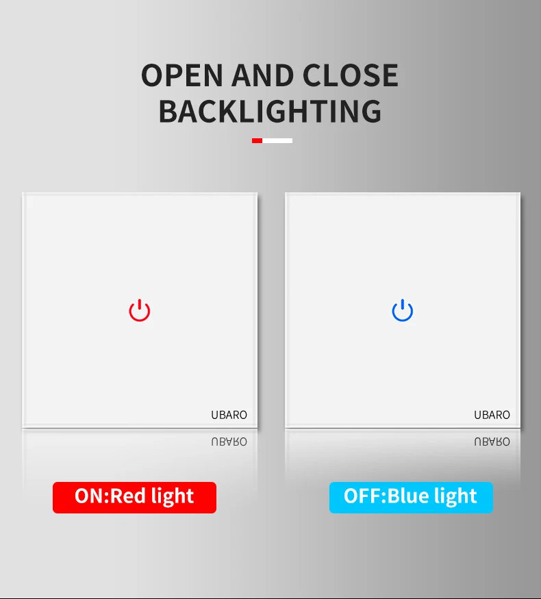 UBARO Eu Wand Touch Schalter Luxus Glas Panel Led-anzeige Power Licht Sensor Taste Live Draht Control Schalter 1/2/3 Gang – Detail 8