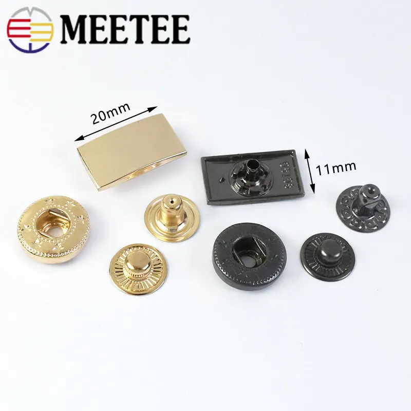 10/30Sets Meetee Metal Press Studs Snap Fastener Buttons for DIY Sewing Bags Garment Coat Down Jacket Leather Craft Accessories