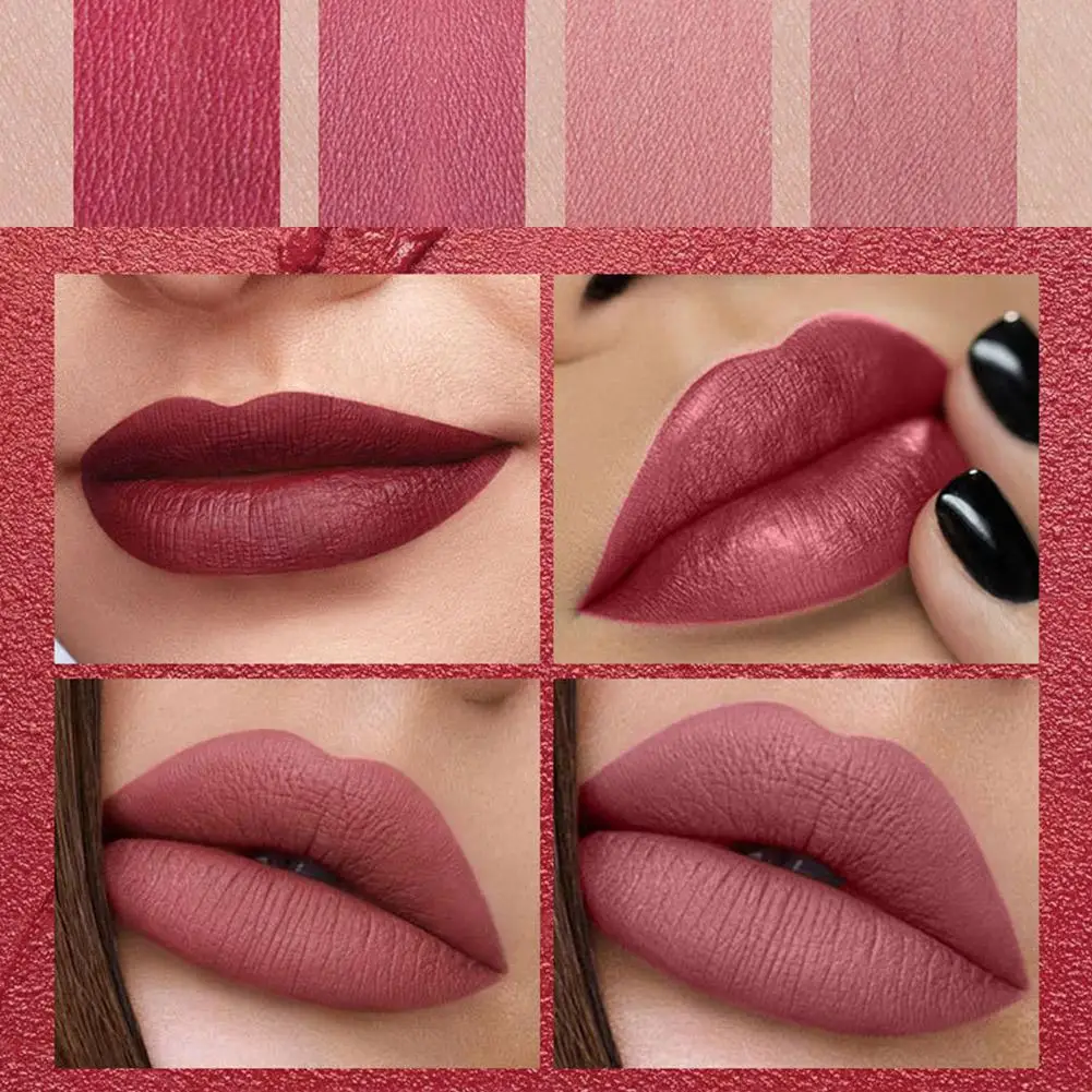 Cigarette Shape Matte Lipstick Set, impermeável de longa duração, tubo de fumaça, batom brilhante, veludo Lip Tint, 4 pcs por caixa