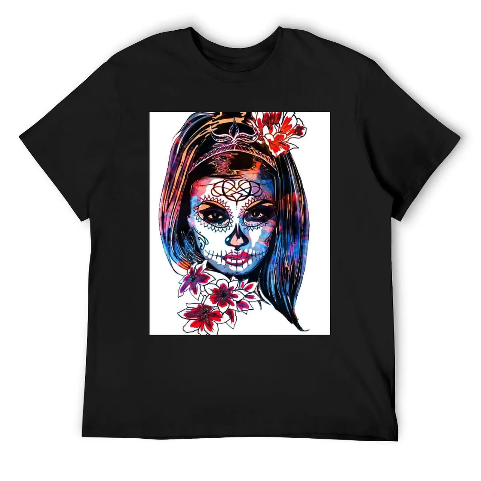 Multicoloured La Catrina Dia de los muertos T-Shirt summer tops oversized shirts graphic tee oversized t shirt men t shirt