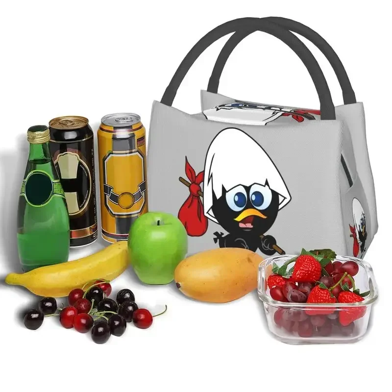 Cute Little Chicken Calimero Insulated Lunch Bags Women Waterproof Comic Cartoon Cooler Thermal Bento Box Office Picnic Travel