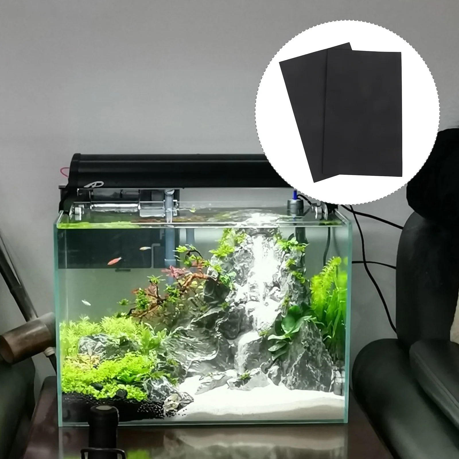 

2pcs Aquarium Mat For Fish Leveling Bottom Cushion Pad Non-Slip Under Tank Support 19.6X11.7Inch Insulated Terrarium Mat -