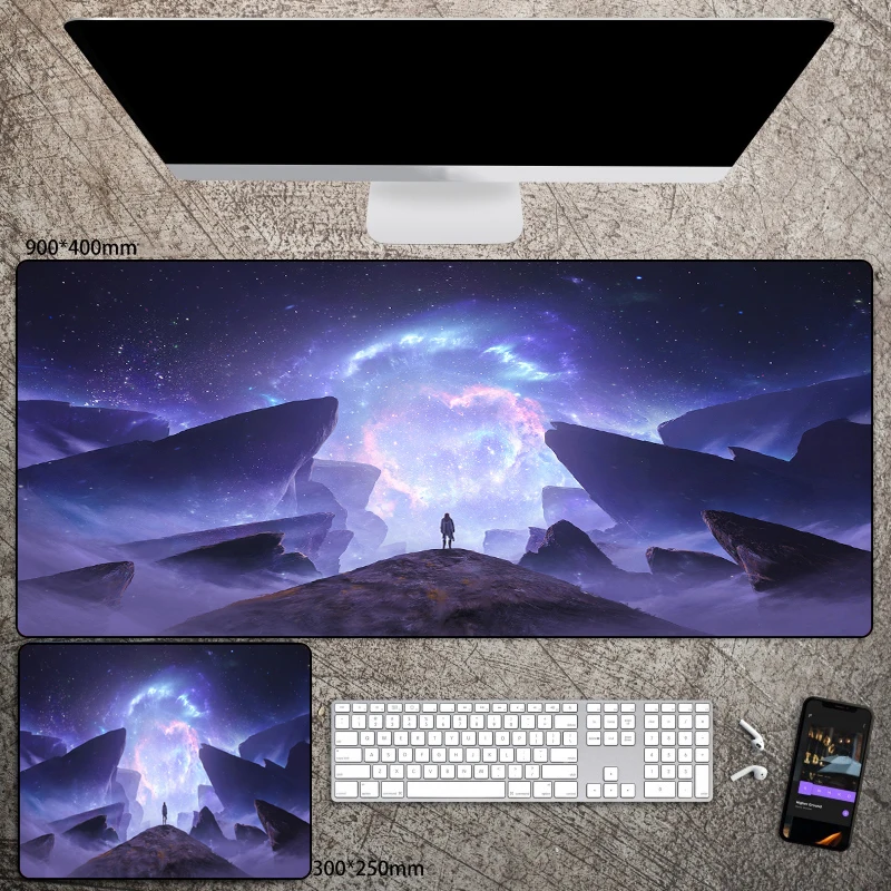 Space Fantasy 90x40 Large Mouse Pad Gamer Computer Table Desk Mat Non-slip XL Planet Art Mousepad Anime Stuff Accessories Carpet