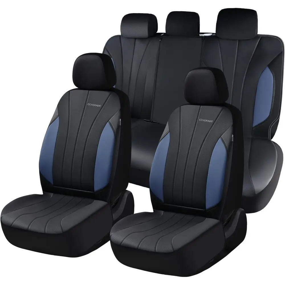 

Seat Covers, Car Seat Covers 5 Seats, Luxury Leather Protect, All-Weather Protection, Blue Auto Covers ull Set Unil it
