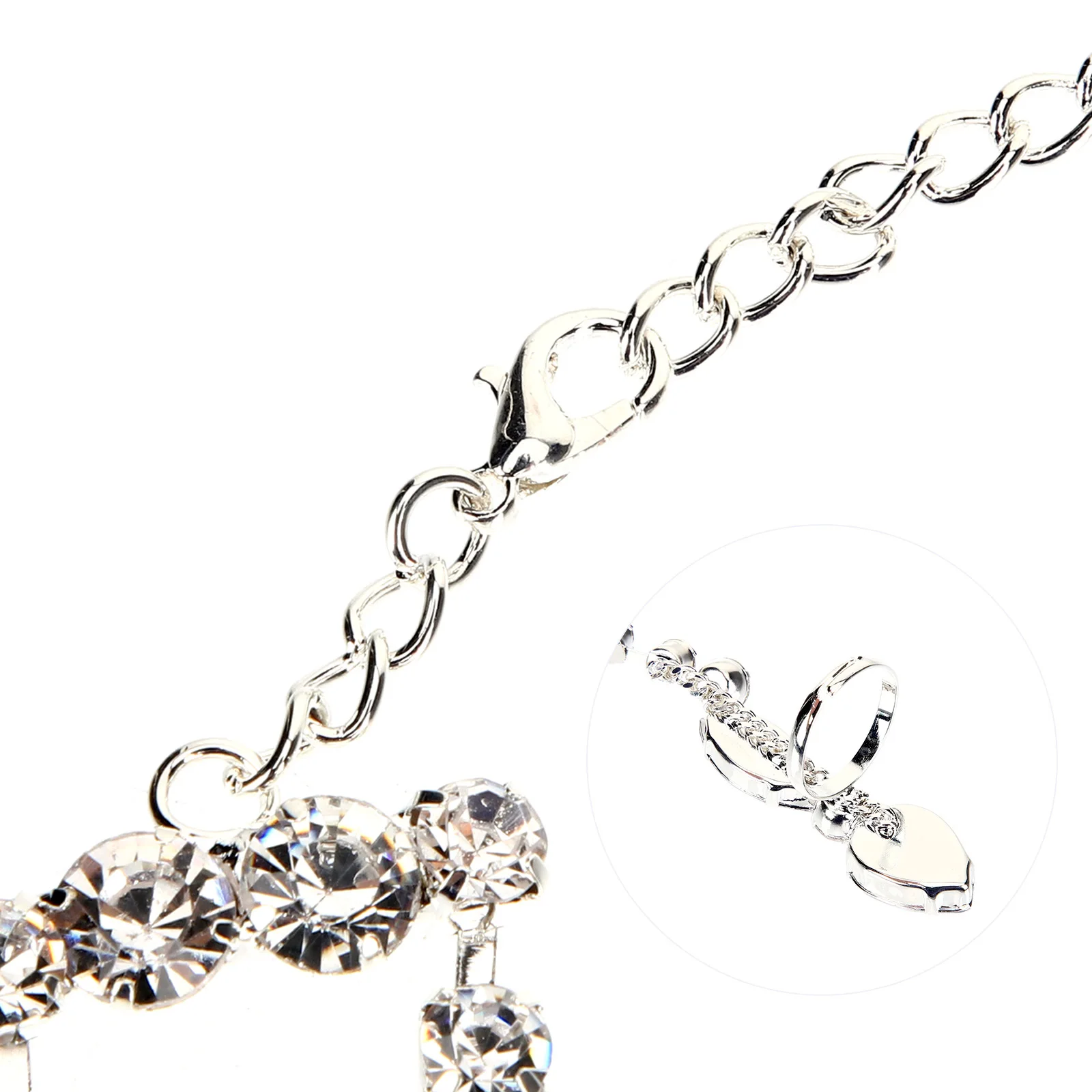 

Trendy Rhinestone Finger Bracelet Fashion Alloy Chain Ring Hand Jewelry Attractive Hand Chain for Christmas Birthday Party