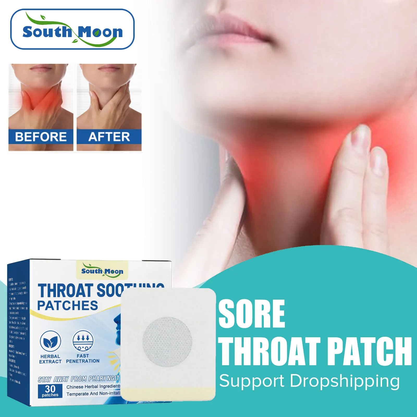 

Throat Pain Treatment Patch Improve Itching Dry Asthma Chronic Esophagitis Cough Anti Inflammation Pharyngitis Swelling Plaster