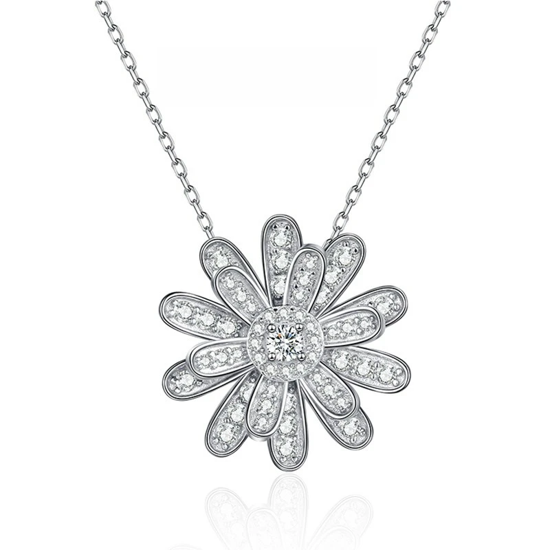 

PT950 Платиновое ожерелье с подвеской в виде искусственного драгоценного камня и подсолнуха, легкая роскошная и компактная женская цепочка на ключицу с крестом