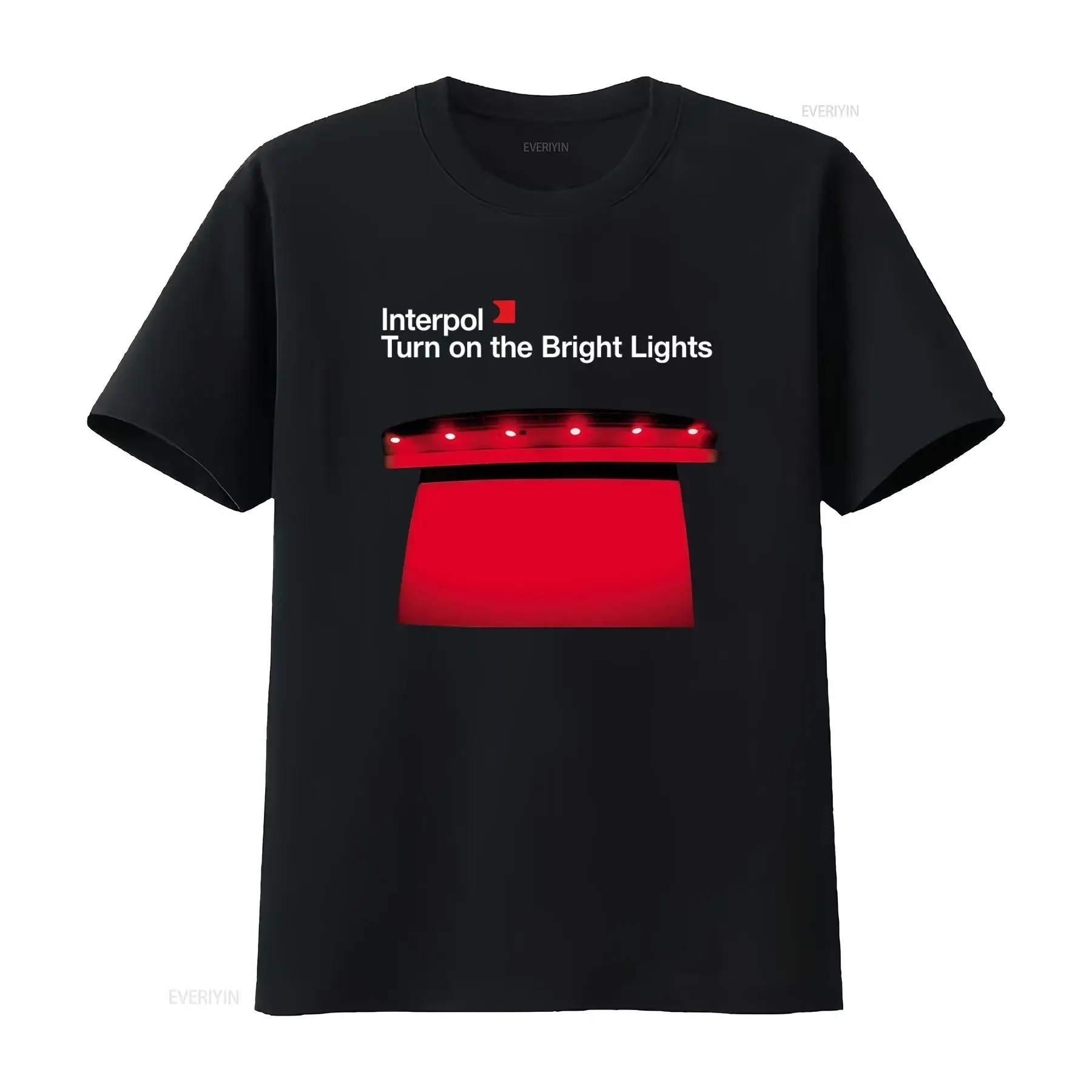 Interpol Turn On The Bright Lights Black Rock Band T Shirt Stylish and Trendy for Music Lovers vintage Washed homme Slightly