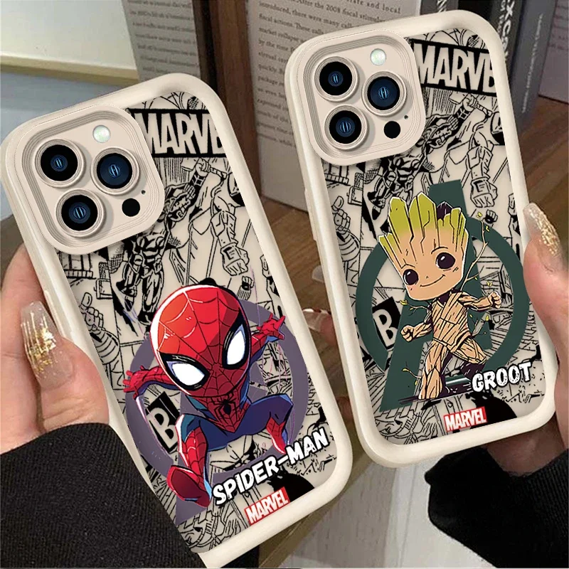 Marvel Spider Man Case For iPhone 16 15 14 13 12 11 Pro Max X XS X S Max XR SE 2020 7 8 Plus iphone16 Soft Silicone Back Cover