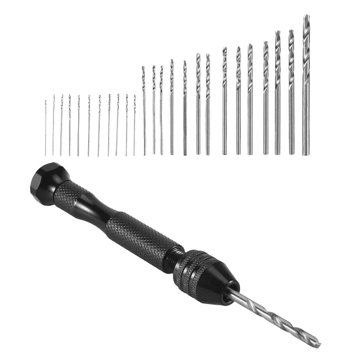 Set di punte a mano morsa di precisione con 25 pezzi Mini punte elicoidali per modello, fai da te, creazione di gioielli, utensile rotante multiuso