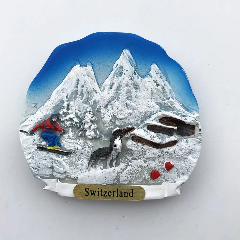 

Fridge Magnet Swiss Snow Mountain Personalized Crafts Cultural Landscape Decoration Message Stickers Tourism Souvenir