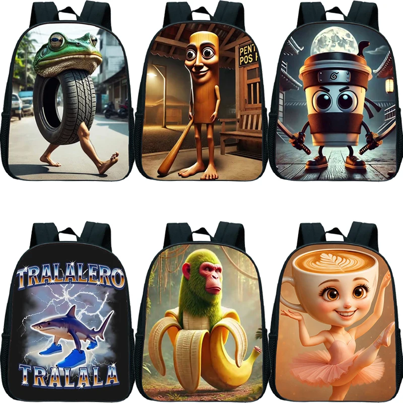 

Italian Brainrot Tung Tung Tung Sahur Kids Backpack Toddler Boys Kindergarten School Bags Children Cartoon Waterproof Backpack