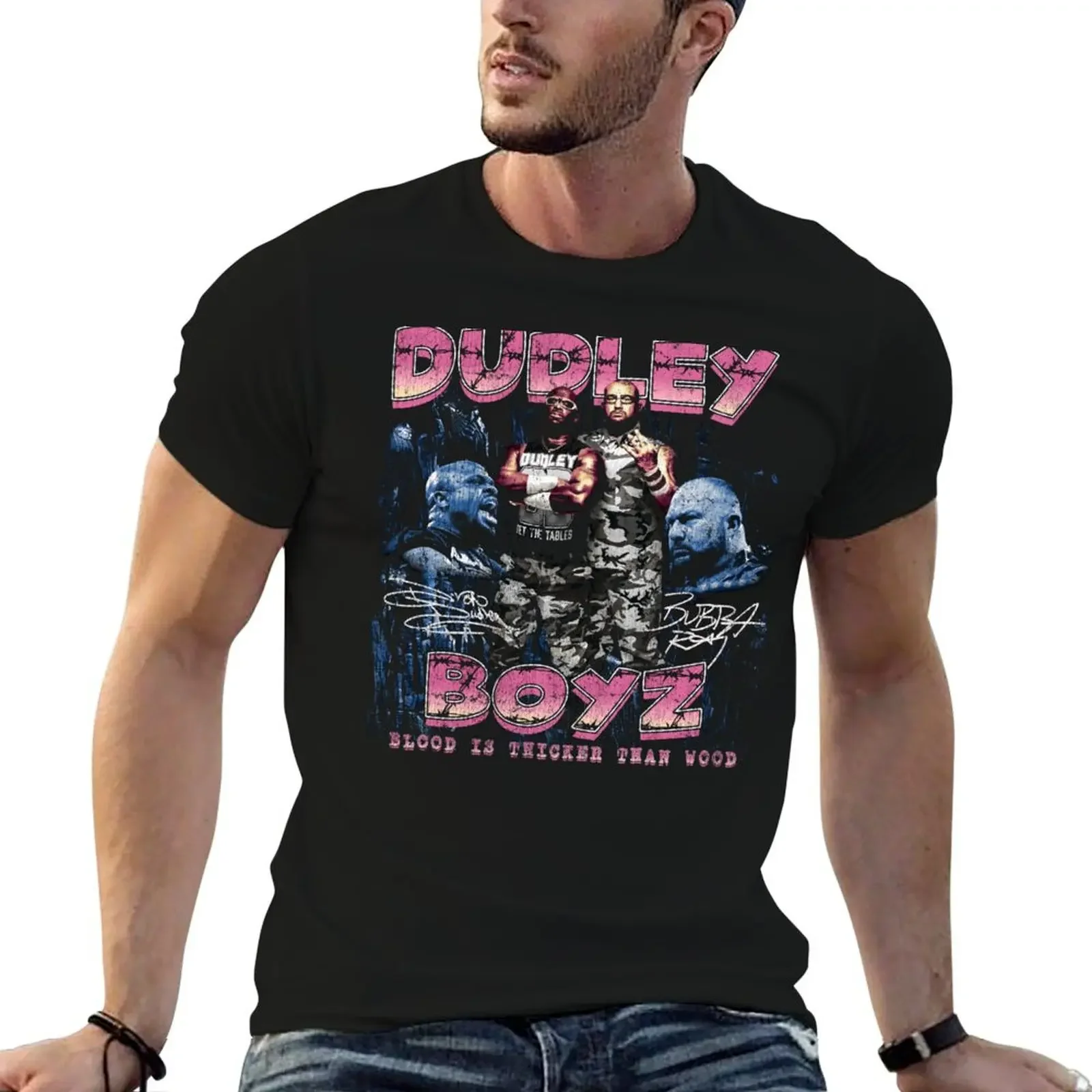 Dudley Boyz Retro Wrestling Tshirt T-Shirt custom t shirt plus sizes blanks summer top tee shirts for men