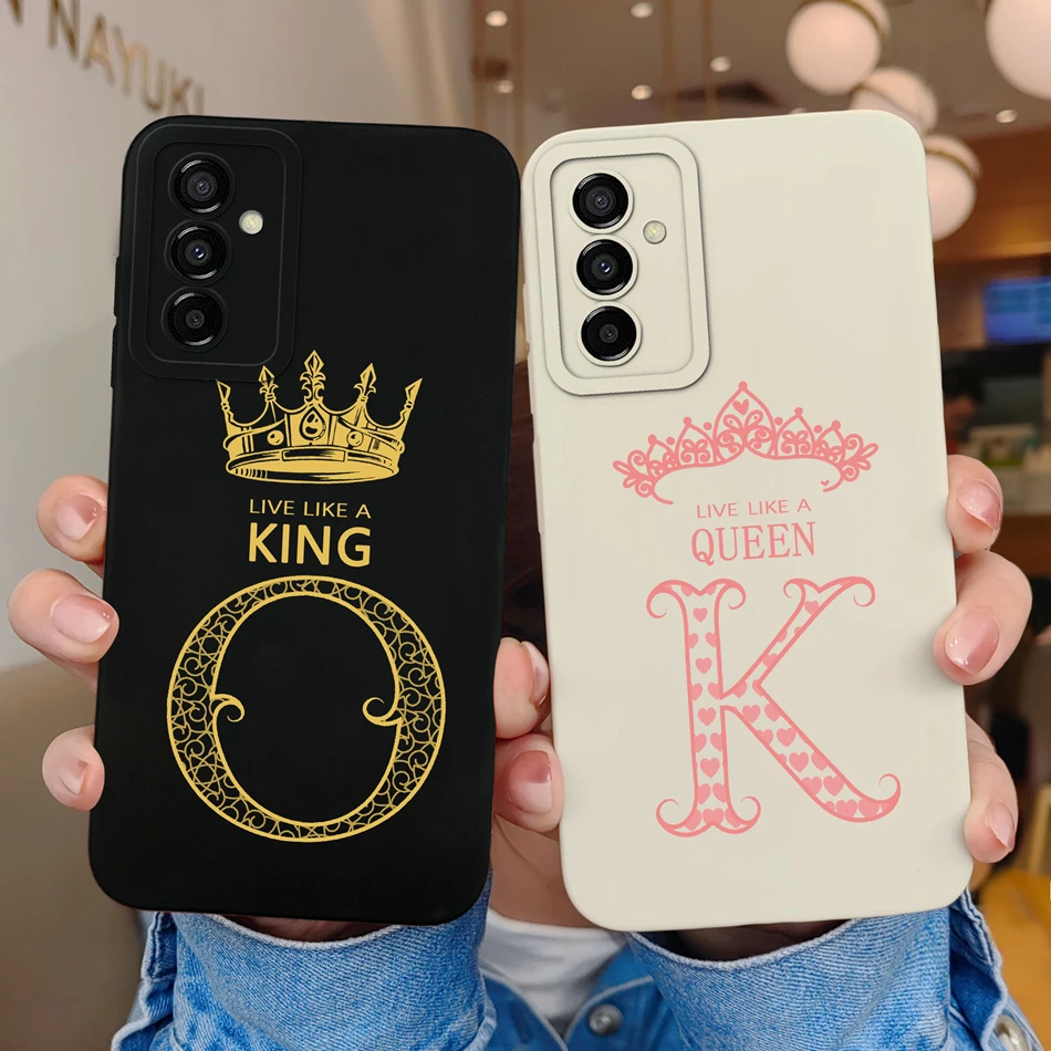 Case For Samsung Galaxy M54 M34 5G Crown Couple 26 Letter Soft Liquid Silicone Phone Cover For SamsungM34 M54 M 54 Bumper Fundas