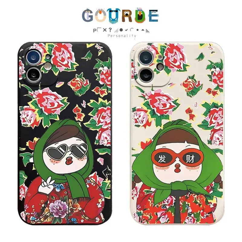 

Gourde Cute Flower Cotton Coat Auntie patterns Phone Case for Iphone 16 15 14 12 13 11 Pro Max IP 7 8 Plus Iphon X XS XR Xs Max