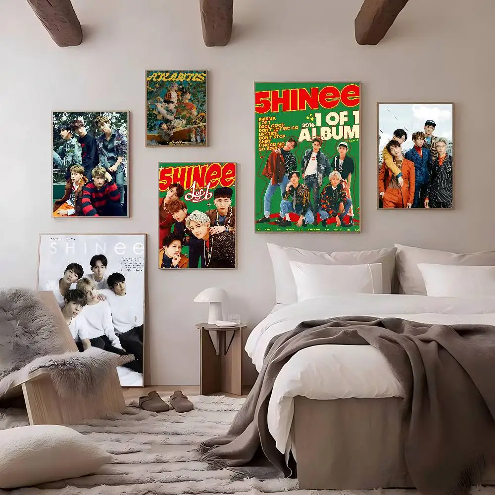 S-SHINeeS Kpop Band Whitepaper Poster Retro Kraft Paper Sticker DIY Room Bar Cafe Vintage Decorative Painting