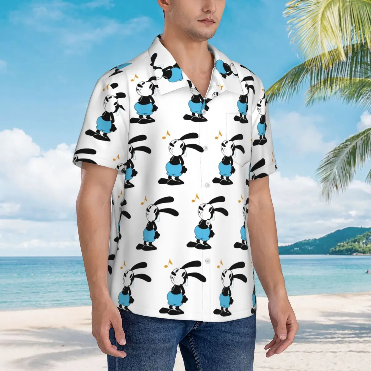 

Nervous Oswald Hawaiian Shirts Fashion Men Short Sleeve Shirt for Summer Beach Men's Button Tops