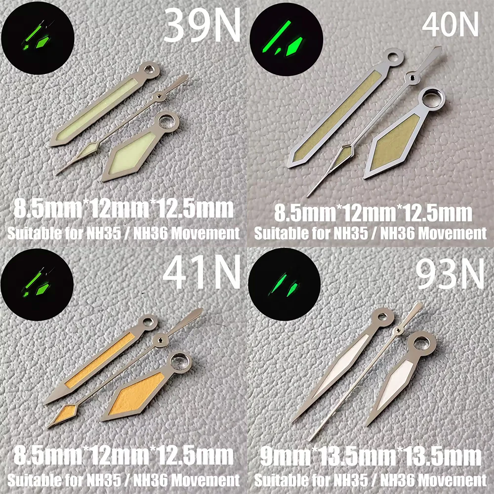 NH35 Hands Watch Hands NH36 Hands Green Luminous Hands Second Hands Watch Accessories Fits NH35/NH36/NH34/NH38/NH70 Movement