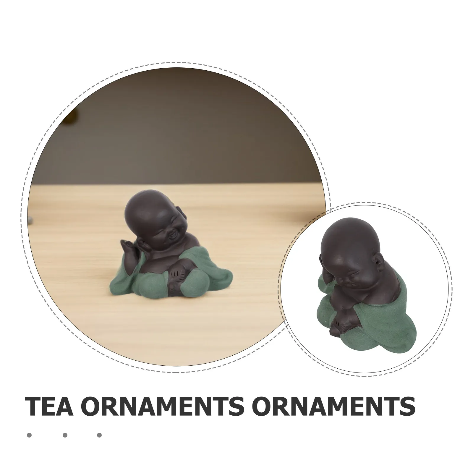 Handmade Ceramic Tea Pet Buddha Statue Miniature Purple Clay Monk Statue for Office Desk Shelf Tea Table Decoration Spitting