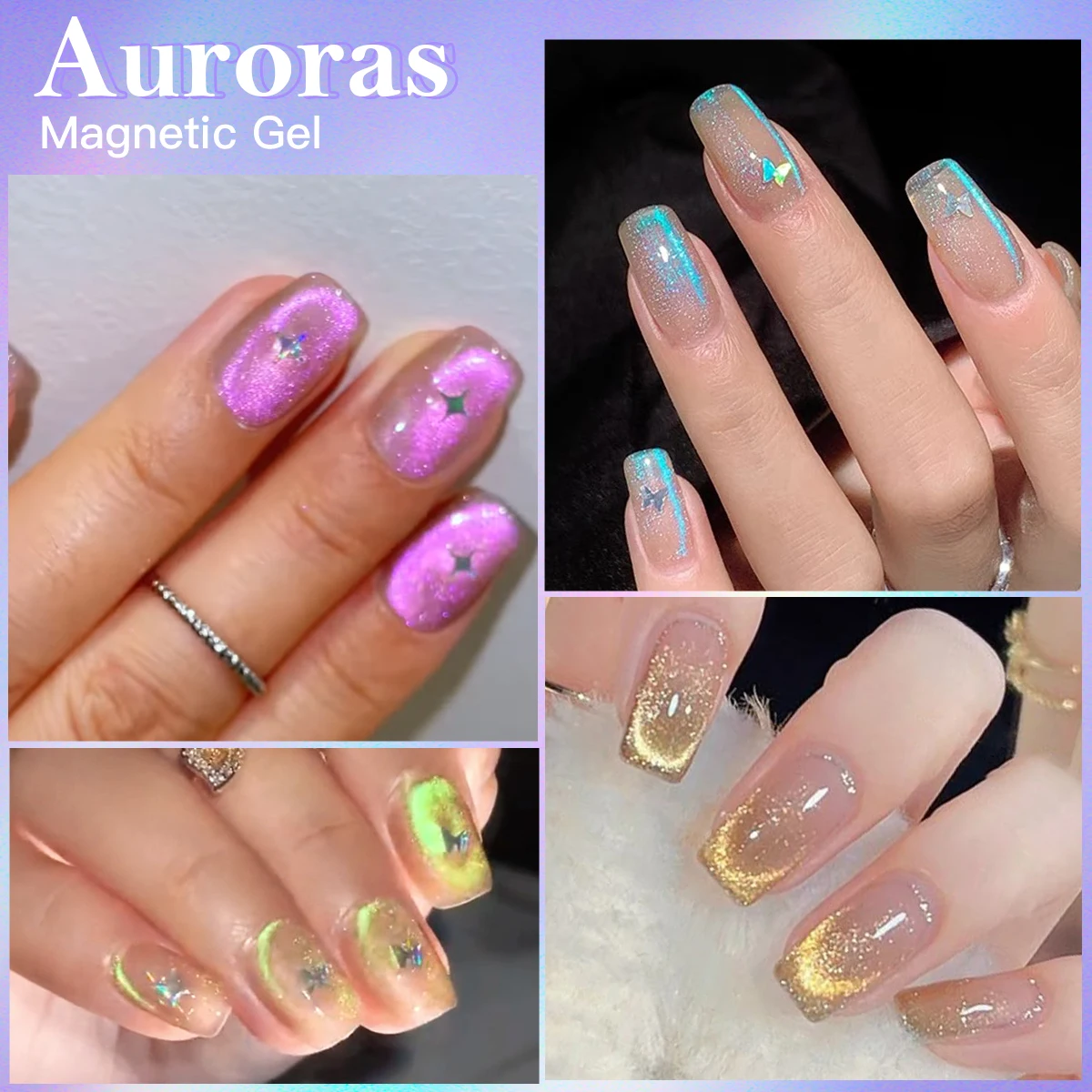 FOUR LILY 7ml or Aurora chat vernis à ongles magnétique paillettes effet gelée Nail Art UV/LED vernis pour manucure bricolage Design