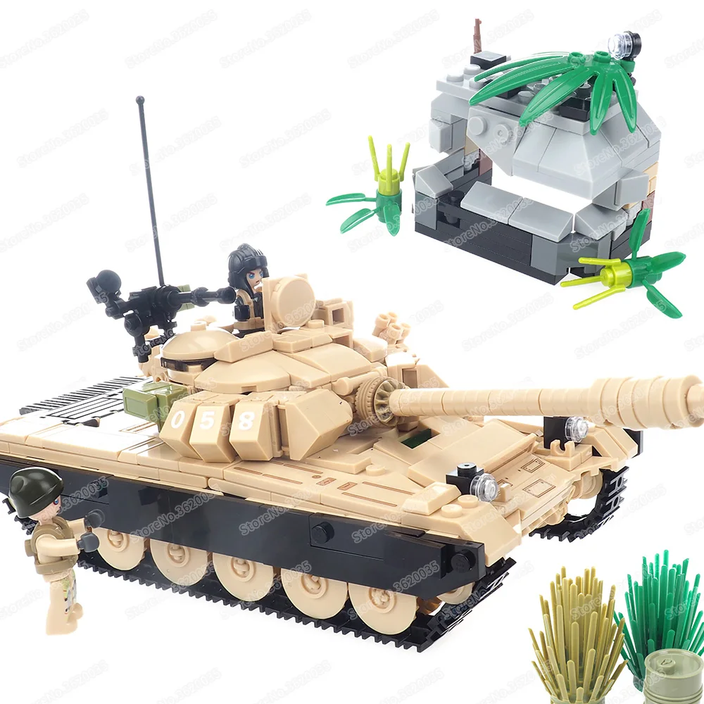 Military T-72B3 Main Battle Tank Building Block Assembled Figures War Weapons Armor Vehicle Equipment Model Child Gifts Boy Toys