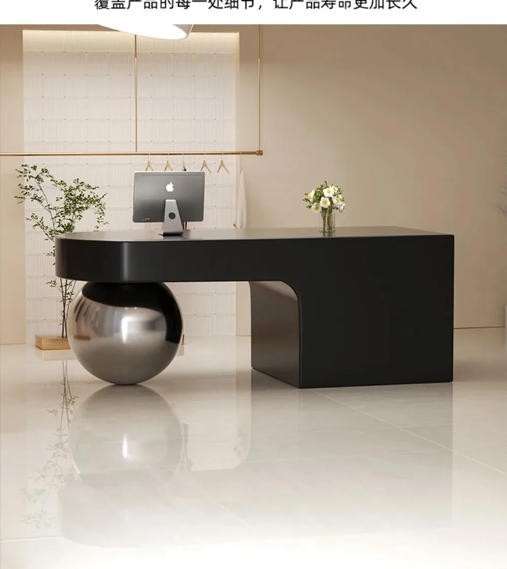 Checkout page Simple modern clothing store Bar table Counter store Small high-end commercial company Reception desk
