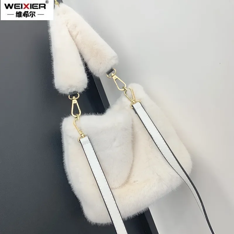 Winter New Faux Fur Bag Handbags Designer Women\'s Plush Shoulder Bags Soft Fur Hobo Hand bags Female High Quality Purse Lady Sac