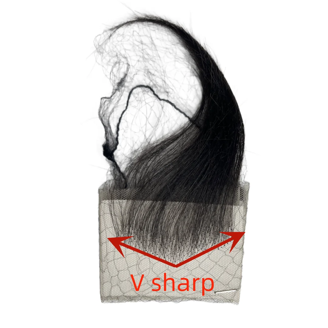 شرائط دانتيل للشعر للنساء - خط شعر دانتيل غير مرئي قابل لإعادة الاستخدام مع قطعتين من قطع الشعر البشري الطبيعي المصنوع يدويًا، أسود 6 بوصات