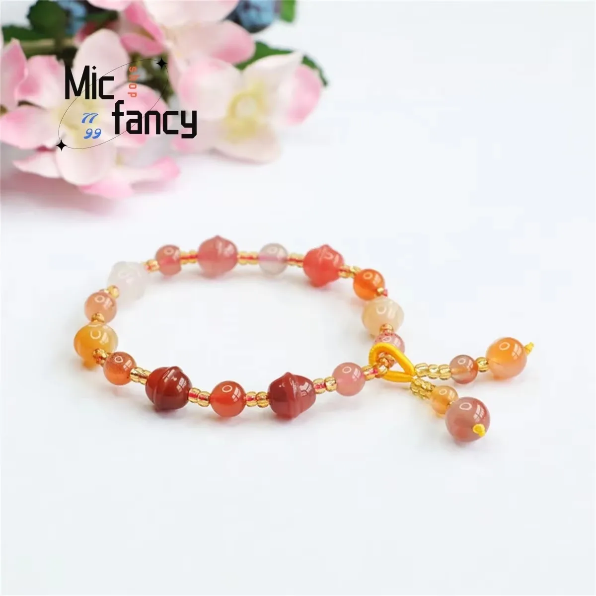 Natural Yanyuan Agate Multi-colored Small Bell Beaded Tassel Bracelet Simple Generous Personality Sweet Delicate Women Mascot