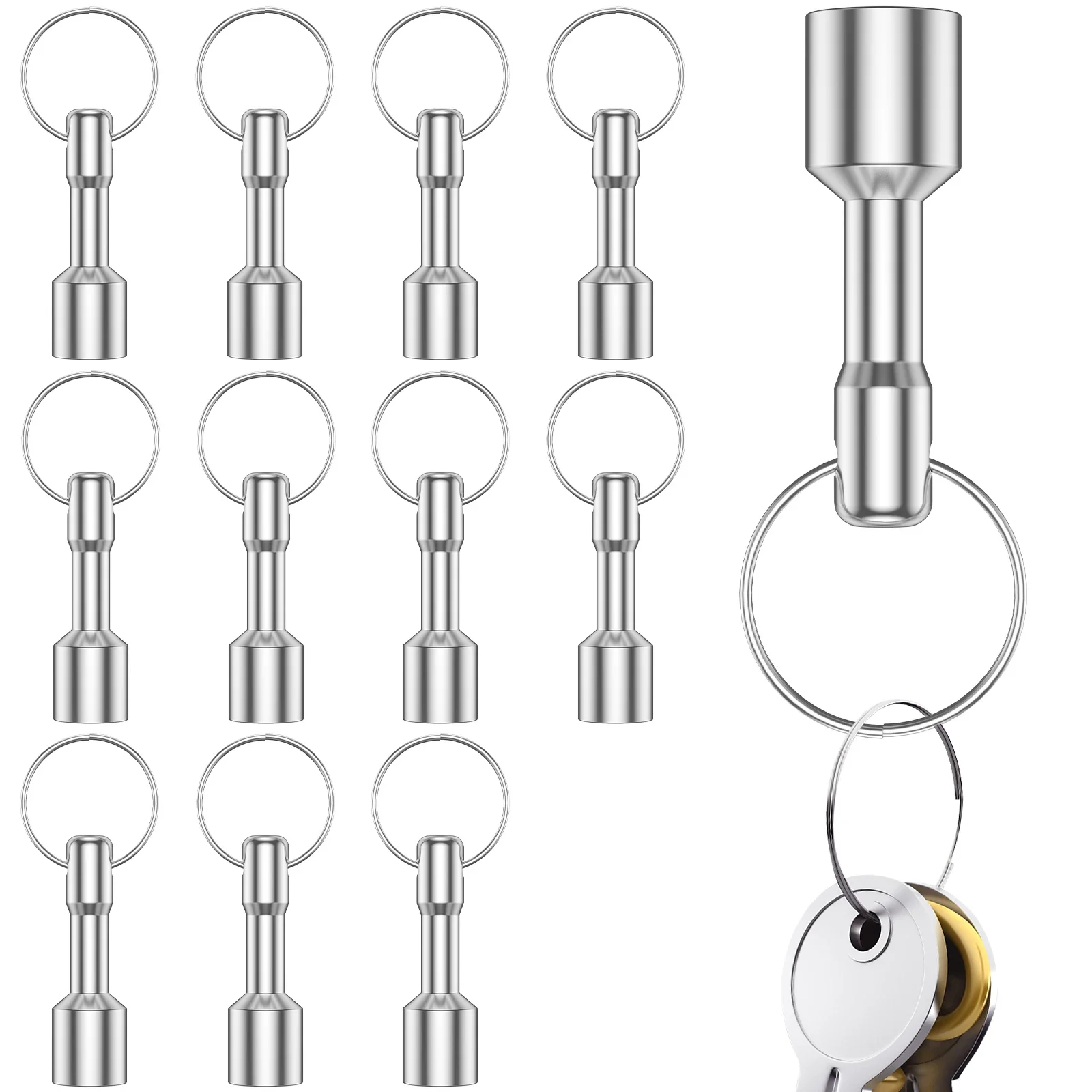 12Pcs Portable Keychain Pocket Magnets Keychains Testing Brass, Gold, Silver, Coins, Ferrous Metals Neodymium Material