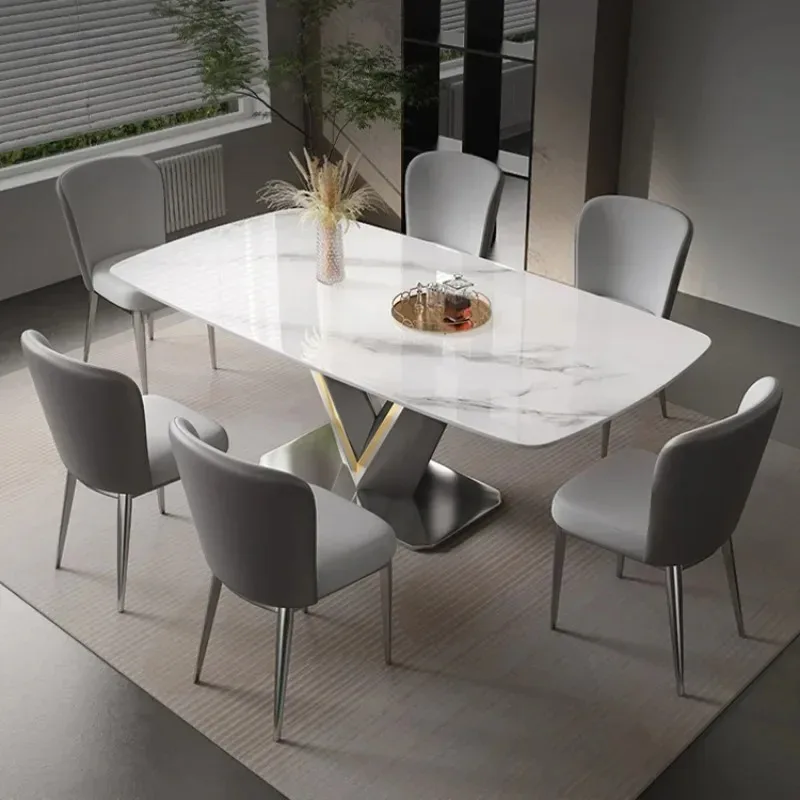 Luxury Black Kitchen Table Dining Room Marble Rectangle Stable Gold Stainless Steel Frame Dining Table And Chairs Combination