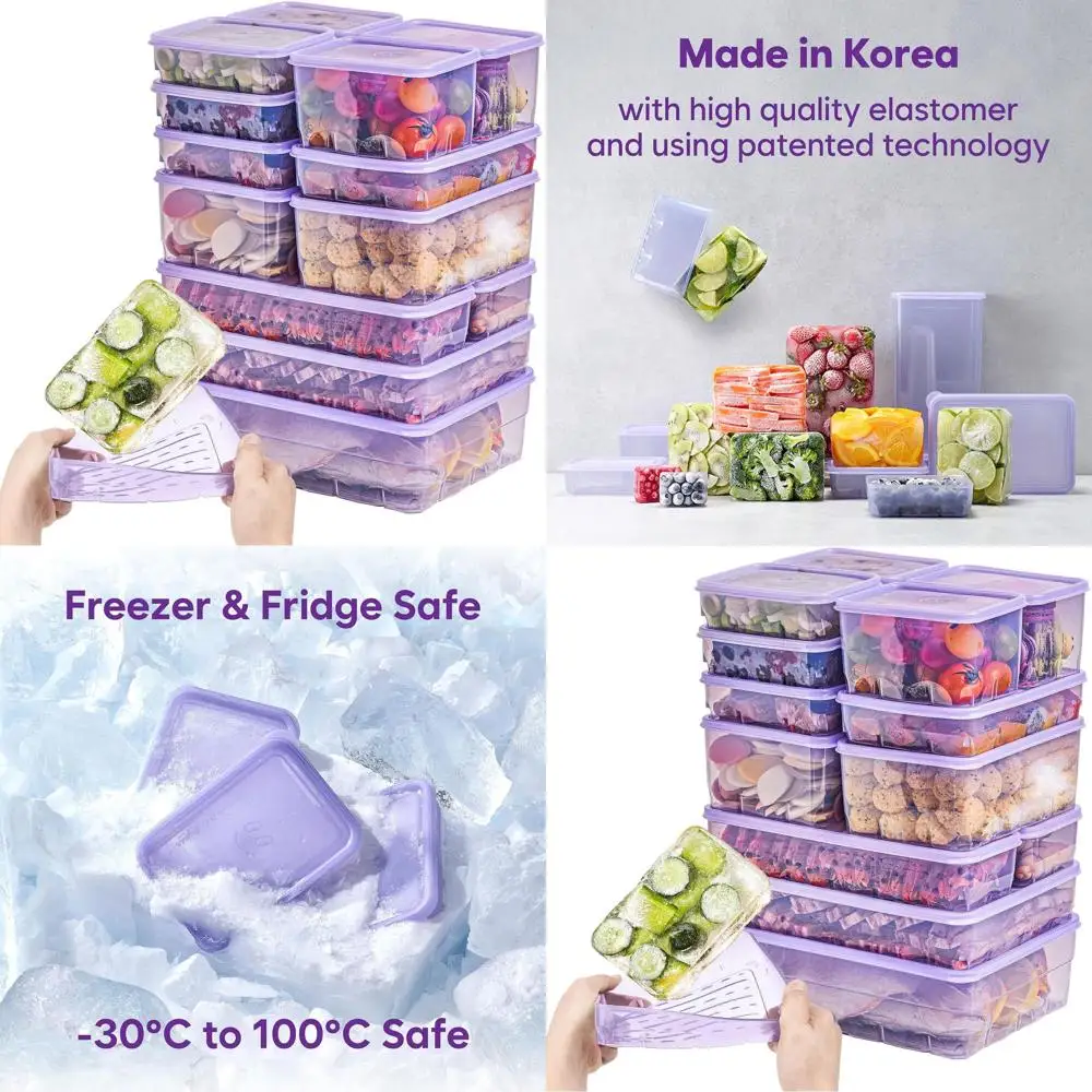 

Stackable Freezer Containers, 12-Pack, Flexible Soup & Sauce Storage, BPA-Free, Made in Korea