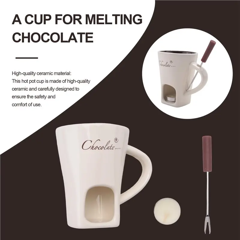 Fondue Mug Set Chocolate Cheese Milk Cream Making Set Single Butter Melter Baking Cup Candlestick Top-Rated