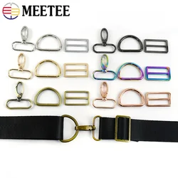 2Sets 16-38mm Metal D Ring Lobster Buckle Slider Carabiner Adjust Hook Bag Strap Webbing Pet Collar Clasp DIY Sewing Accessories