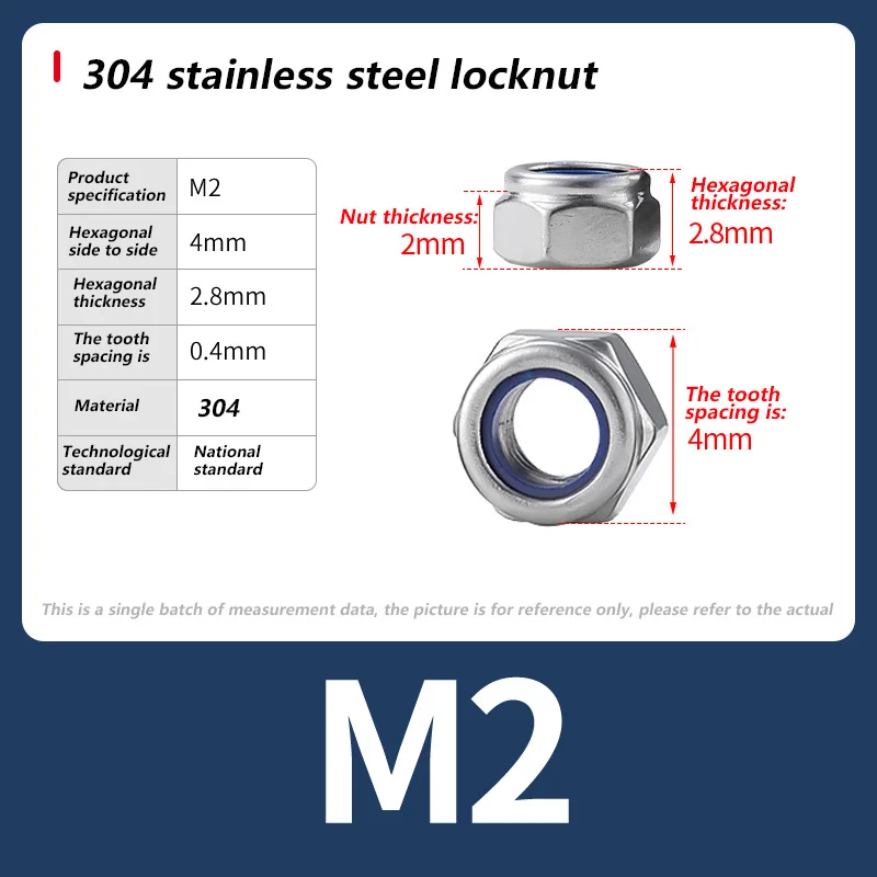 1/2/5/30pcs M2 M2.5 M3 M3.5 M4 M5 M6 M8 M10 M12-M30 304 stainless steelNylock Nut Locknut Hex Nylon Insert Self Lock Nut