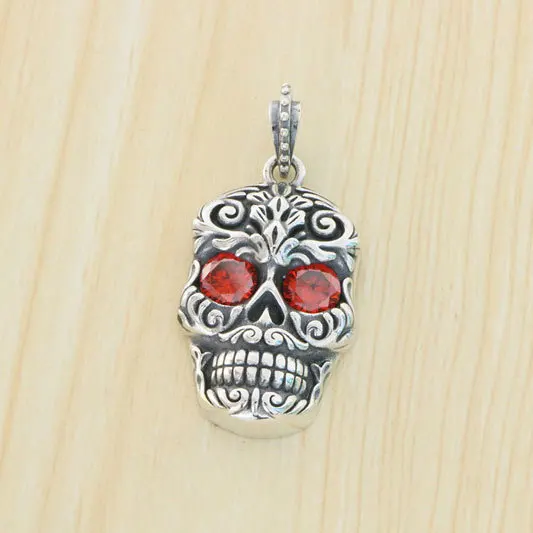 

Jump Di Nightclub Thai Silver Skull Pendant 925 Sterling Silver Men and Women's European and American Retro Motorcycle Skull Hea