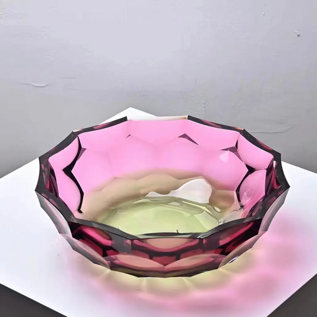 Modern faceted crystal glass vase flower arrangement, water raising plum vase, crystal ornament, home living room decoration, wa