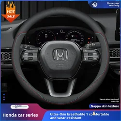 Leather Car Steering Wheel Cover for Honda CRV Ridgeline HRV Prologue Civic URV Accord ZRV CRV WRV BRV Auto Interior Accessories