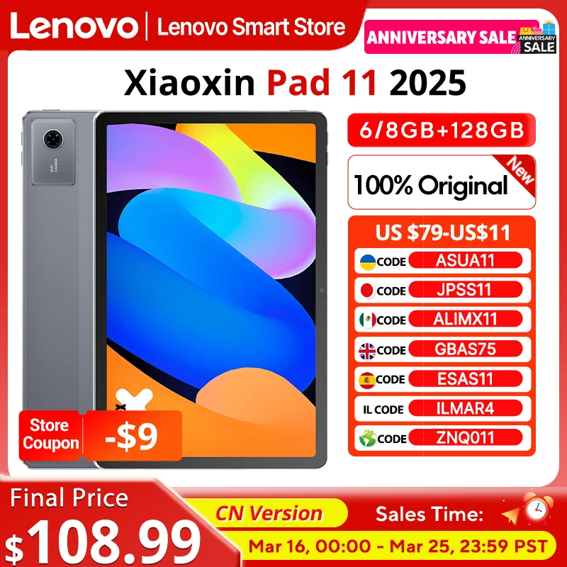 New Original Lenovo Xiaoxin Pad 11 2025 Tablet 11 inch 2.5K Screen CN Version MediaTek Dimensity 6300 7040mAh Android PC Pad