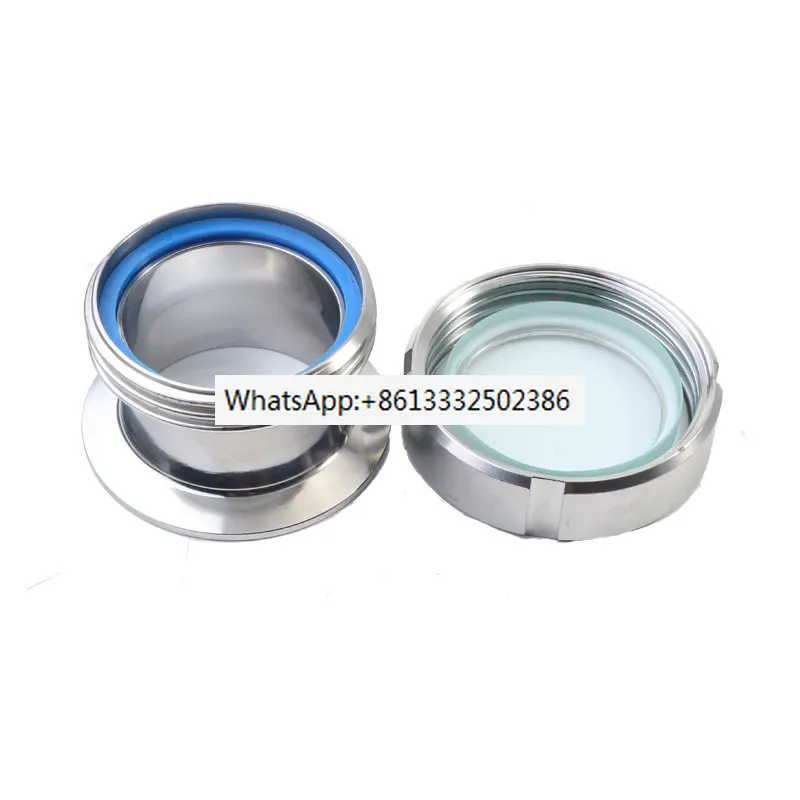 304 sanitary grade stainless steel/quick fitting union mirror/clamp type/round threaded glass/observation window/manhole