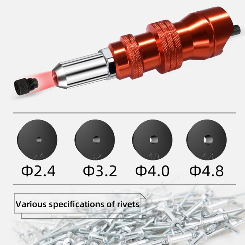 Imagem -02 - Atualizar Elétrica Rivet Gun 2.4 Mm4.8 mm Rivet Porca Gun Broca Adaptador Inserir Ferramenta de Poder Rivet em Cordless Drill Rivet Nut