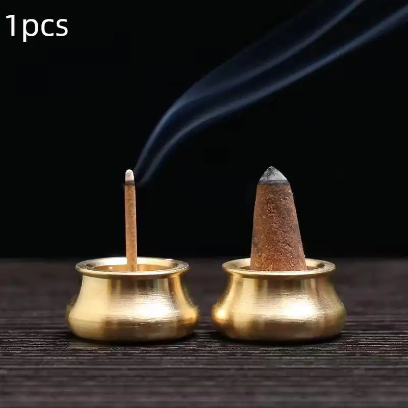 Buddhism Gadgets Copper Censer Incense Holder Ash Catcher Joss-stick Inserted Traditional Shapes Mini Cafe Ornament Home Decor